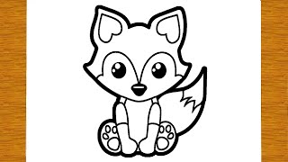 COMMENT DESSINER UN RENARD MIGNON  Dessins faciles [upl. by Adnerad344]