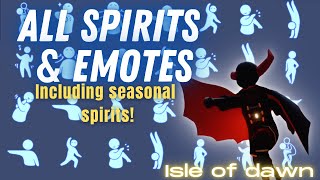 ULTIMATE ALL Spirits  Emotes  Including ALL seasonal spirits  Isle of Dawn  SkyCotL  nastymold [upl. by Brottman]