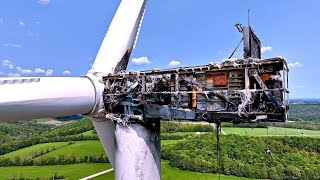 DEMOLITION  Damaged Wind Turbine [upl. by Hanan]