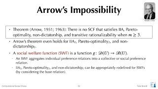 Computational Social Choice Lecture 4 Arrows Impossibility [upl. by Eda529]