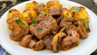 SPEZZATINO DI MANZO mouth melting beef stew amp mushrooms made in Italy [upl. by Aikan]