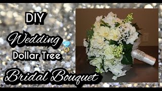 DIY DOLLAR TREE WEDDING BRIDAL BOUQUET  How to make a bridal bouquet tutorial [upl. by Aniehs]