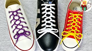 靴紐の結び方 結び目が靴の先端にできる！おしゃれでかっこいい靴紐の通し方 how to tie shoelaces （生活に役立つ！）／ 結び方ナビ 〜 How to tie 〜 [upl. by Ahsatel28]