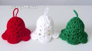 CROCHET TUTORIAL 🎄 CAMPANA NAVIDEÑA A CROCHET  Adornos navideños Campanas de Navidad [upl. by Naryk545]