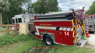 Fire Truck Crashes At House Fire [upl. by Salazar]