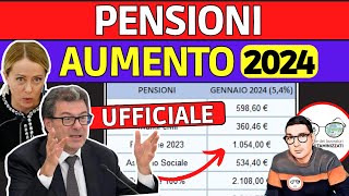 UFFICIALE TABELLA AUMENTO PENSIONI 2024 📈 TUTTI I NUOVI IMPORTI da GENNAIO  AUMENTI MINIME INVALIDI [upl. by Nhepets]