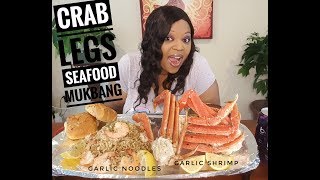 Crab Legs Seafood MUKBANG Garlic shrimp Garlic noodles eating show [upl. by Ginevra]