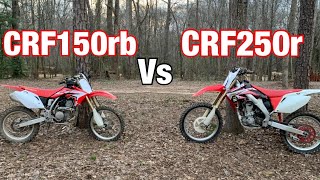 CRF250R vs CRF150RB  side by side comparison [upl. by Yelsnya]