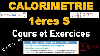 COURS ET EXERCICE SUR LA CALORIMETRIE [upl. by Isewk]