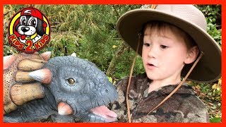 Kids Pretend 🦖 CALEB Finds TRex Dinosaur Egg in Backyard [upl. by Esorlatsyrc]