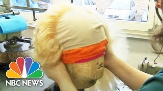 President Donald Trumps Unmistakable Hair Recreated By Wig Makers  NBC News [upl. by Gunter]