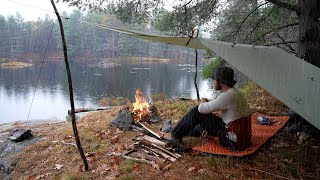 Solo Camping in the Rain  Campfire Bibimbap Mukbang [upl. by Ninel527]