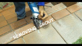 Satisfying Work grout removal with anglegrinder [upl. by Ahseeyt437]