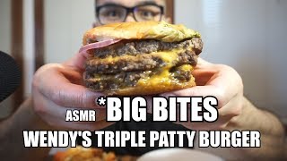 ASMR  WENDYS TRIPLE PATTY BURGER BIG BITES NO TALKING [upl. by Christoph962]