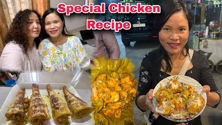 Chicken Recipe With Banana Leaves  Dahi Puchka Khaya  Bamboo Shoot Recipe [upl. by Eihcra]