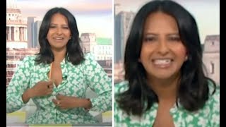 Im sorry Ranvir Singh apologises as she suffers wardrobe malfunction on GMB [upl. by Inajar]