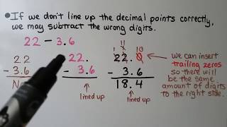 5th Grade Math 39 Subtract Decimals with Regrouping [upl. by Ellenwad]