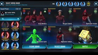 SWGOH Squad Arena Great Mothers Nightsister vs JMK Better counter turn order [upl. by Eaner909]