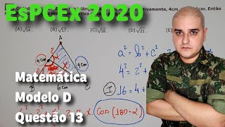 EsPCEx 2020 Matemática  Modelo D  Questão 13  Os lados AB AC e BC de um triângulo ABC medem [upl. by Arhat]