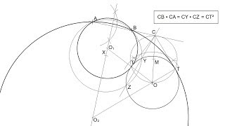 Circunferencias tangentes a otra pasando por 2 puntos Potencia CPP Apolonio [upl. by Laine]