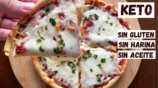 PIZZA KETO Súper CRUJIENTE  SIN HARINA Sin Gluten  Masa de sólo 3 INGREDIENTES [upl. by Ahsiakal]