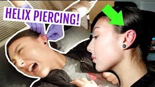 GETTING MY HELIX PIERCED cartilage piercing [upl. by Eicrad]