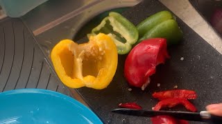 Slicing and Prepping Mixed Peppers for sauce [upl. by Conlon155]