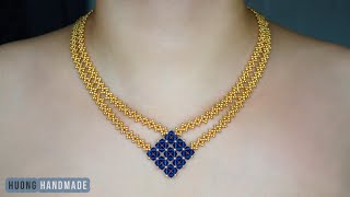 Easy to make beaded necklace with only seed beads and bicone beads for beginners [upl. by Rourke94]