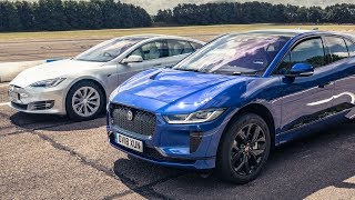 Tesla Model S 75d vs Jaguar IPace  Drag Races  Top Gear [upl. by Llet]