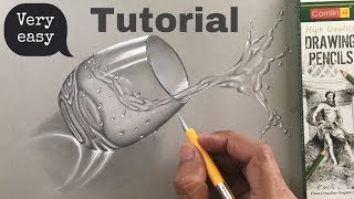 Water glass Drawing in 3D  Easy to draw water glass  Drawing Tutorial [upl. by Uchida]