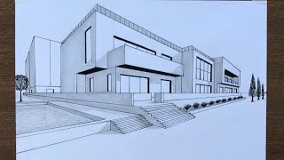 How to Draw a House in 2Point Perspective [upl. by Mellisent]