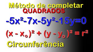 📌 MÉTODO DE COMPLETAR QUADRADOS  Equação da Circunferência [upl. by Rosdniw]