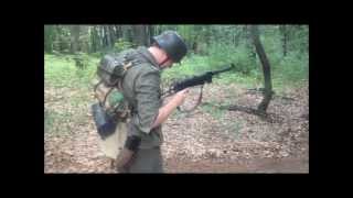 HD WWII German Soldier Firing MP40 Full Auto Shoot  WWII Reenactor Living History [upl. by Ednalrym]