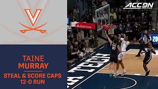 Taine Murrays Steal amp Score Caps 120 Virginia Run To End The Half [upl. by Atinrehs]