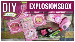 Explosionsbox Einschulung Mädchen 105cm Geschenkschachtel DIY IDEE mit Papier Tutorial  deutsch [upl. by Cyrie]