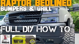 RAPTOR BEDLINERIN A CAN FULL DIY HOW TO  BUMPERS AND GRILLE [upl. by Nunciata]