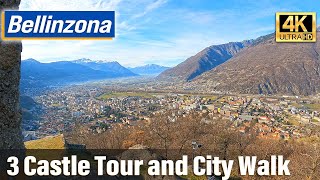 Bellinzona 3 Castles Tour and City Walk Switzerland 4K [upl. by Aholla]