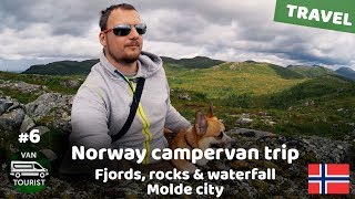 Fjords rocks amp waterfall Molde city amp sunnfjord museum Norway campervan trip 6 [upl. by Namyl]