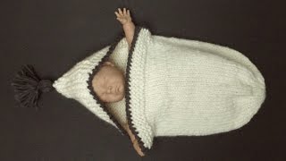 COZY amp ROOMY Knitted Sleeping Bag For A Newborn Baby 4 Advanced Beginner [upl. by Lacsap]