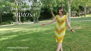 TOPTUNIQUEROBE AU CROCHET quotMIMOSAquot [upl. by Nirrac]