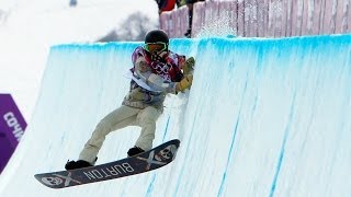 Shaun White crashed into the wall in halfpipe snowboarding  Sochi Olympics 2014 [upl. by Linell539]