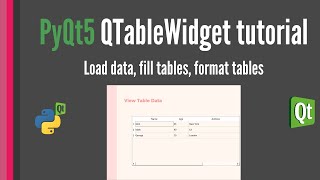 PyQt5 QTableWidget tutorial Load data fill tables format tables Table Widget [upl. by Dunc]