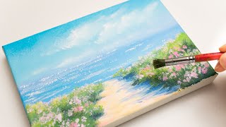 Acrylic 아크릴 바다 풍경 쉽게 그리기 🤗 [upl. by Lynad760]