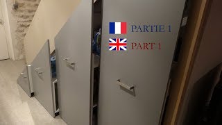 installer un placard coulissant sous escalier Part 1  Install a sliding storage under stairs Part 1 [upl. by Ainak]