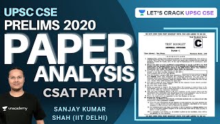 UPSC CSE Prelims 2020 Paper 2  Part 1  Detailed Analysis  CSAT  Question Paper and Answer Key [upl. by Jaal]