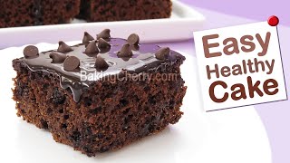 EASY and HEALTHY Chocolate CAKE Recipe  NO Refined Sugar NO added fat  Baking Cherry [upl. by Ahsinor]