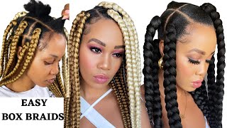 How To Do Large Knotless Braids  Step By Step Box Braids Tutorial [upl. by Gainer]