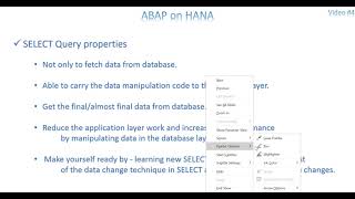 Video 4 ABAP on HANA  Properties of SELECT statement [upl. by Gilges]