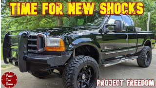 2000 Ford F250 4x4 73 PowerStroke Diesel Gets Bilstein 5100 shocks and Steering Stabilizer [upl. by Hutchings]