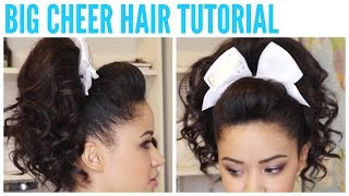 BIG CHEER HAIR TUTORIAL  Perfect Poof and Curly Ponytail ♡ [upl. by Nallek962]